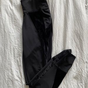 Black velvet yoga pants